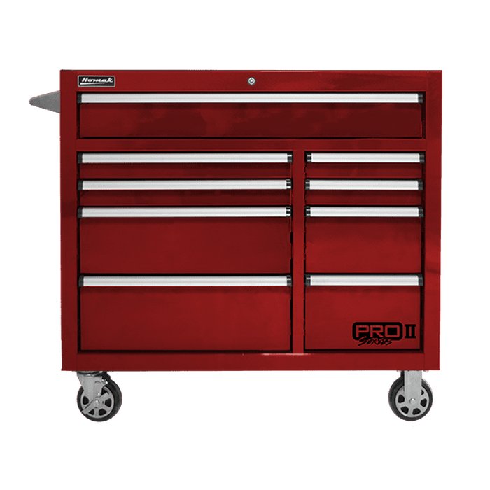 Homak 41" Pro II 9-Drawer Roller Cabinet in Red