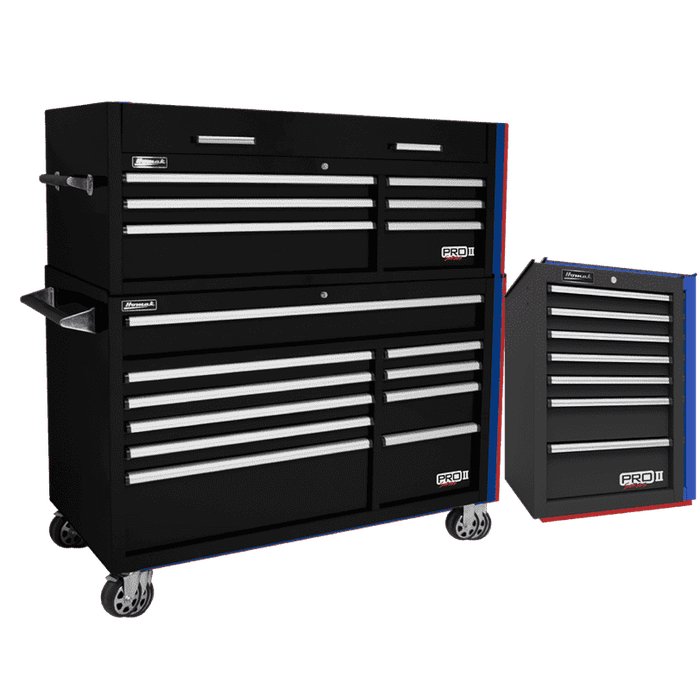 Homak 54" Pro II Combo Side Cabinet Bundle in Midnight Black