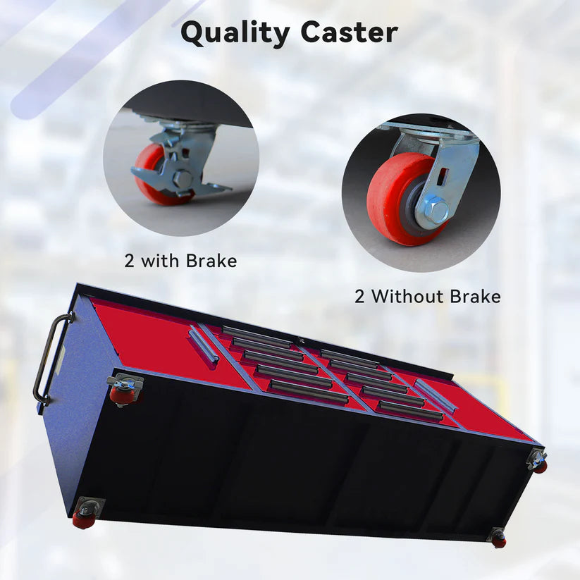 Quality caster detail with locking and non locking wheels on Chery Industrial rolling workbench