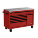 Homak 54" TECH 7-Drawer Rolling Workstation w/ Stainless Steel Top in Fury Red