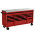 Homak 72" RS Pro 16-Drawer Rolling Cabinet with Stainless Steel Top in Fury Red