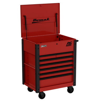 Homak 35 inch RS Pro 7-Drawer Flip-Top Service Cart in Fury Red