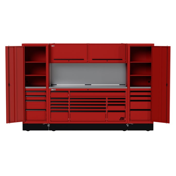Homak 120" RS Pro CTS Combo in Fury Red with Solid Backsplash