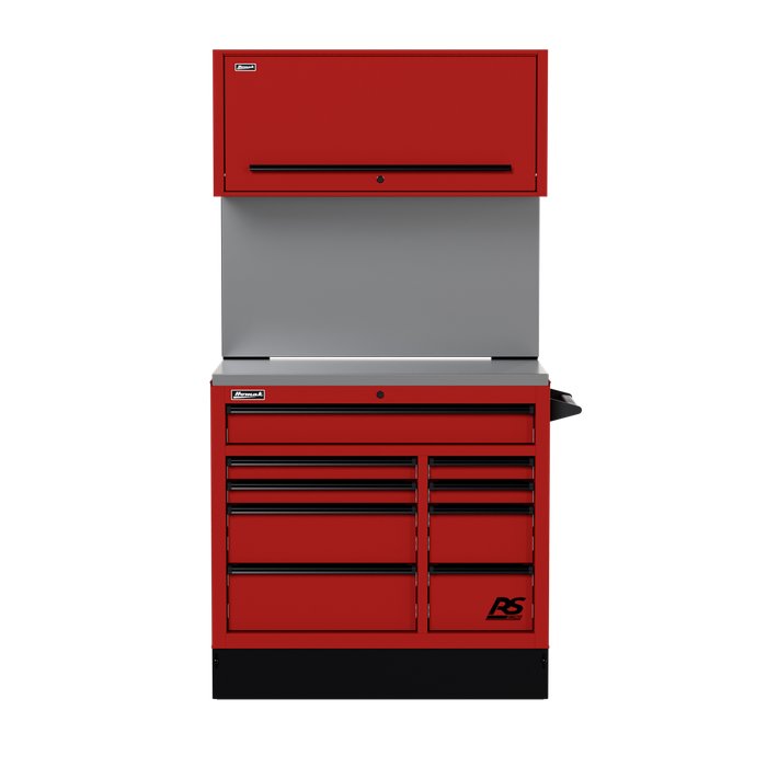 Homak 41" CTS Combo in Fury Red with Solid Backsplash