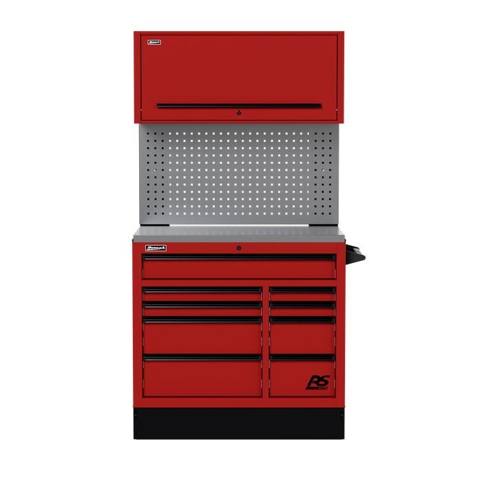 Homak 41" CTS Combo in Fury Red with Toolboard Backsplash