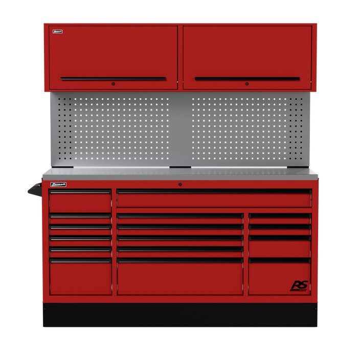 Homak 72" CTS Combo in Fury Red with Toolboard Backsplash