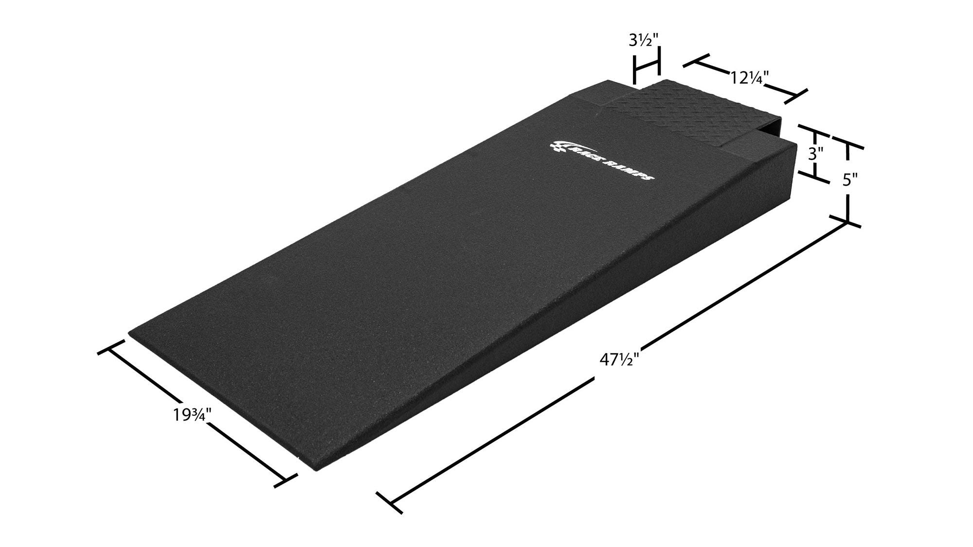 RR-RACK-HN20-5 dimension drawing, 47.5 inch length, 19.75 inch width, 5 inch lift