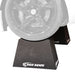 Tire seated in the cradle of a Race Ramps show crib