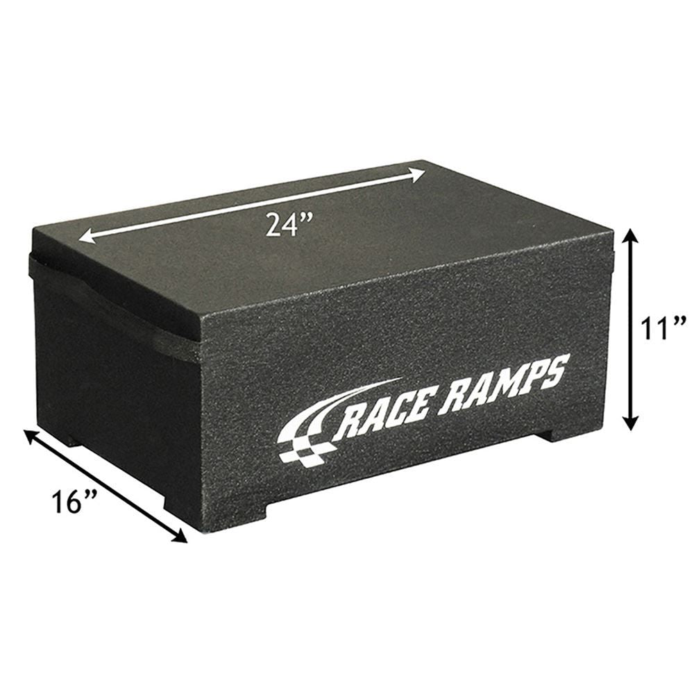 Race Ramps trailer step dimensions, 24 inches wide, 16 inches deep, 11 inches high
