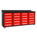 Red 7ft tool storage workbench with 20 drawers on rolling casters from Chery Industrial
