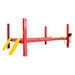 Red AMGO PRO-12A 4 post vehicle lift with drive on runways and hydraulic power unit for auto shop bays