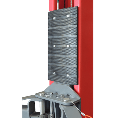 Rubber door guard padding on the Launch 2 Post Car Lift with Floor Plate – TLT240SB-R, designed to protect vehicle doors from contact with the lift columns during service.