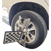 Self-centering wheel clamp with magnesium target installed on SUV tire for iDEAL IWA-60-2000T-K