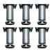 Set of 6 Dragonfire adjustable leveling feet shown together in silver finish DFT-WB-6PF
