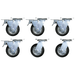 Set of 6 Dragonfire casters with swivel wheels and mounting plates model DFT-WB-6PC