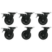 Set of 6 heavy duty Dragonfire workbench casters shown together model DFT-WB-6PC