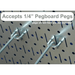 Showing how the 4ft Metal Pegboard by Wall Control only accepts 1-4 inch pegboard pegs
