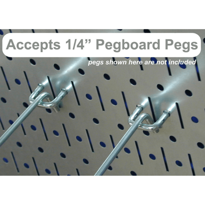 Showing how the Free Standing Pegboard Workstation accepts 1-4 inch pegs