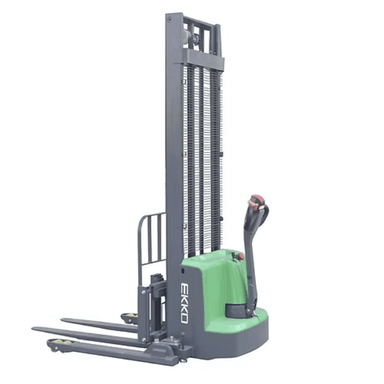Side-shift EKKO EB13ES-145Li electric walkie stacker with ergonomic handle and polyurethane wheels