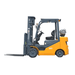 Side profile of the Ekko EK30SLP forklift with 6,000 lb capacity, LPG tank, and cushion tires for indoor material handling