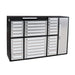 Silver 7ft garage storage cabinet with 35 drawers and tall side cabinet by Chery Industrial