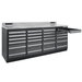 Small drawer pulled out on the gray Dragonfire DFT-WB-24 7ft workbench, showing 24 drawer tool storage layout