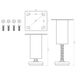 Spec drawing for Dragonfire DFT-WB-6PF adjustable leveling legs showing measurements and hardware