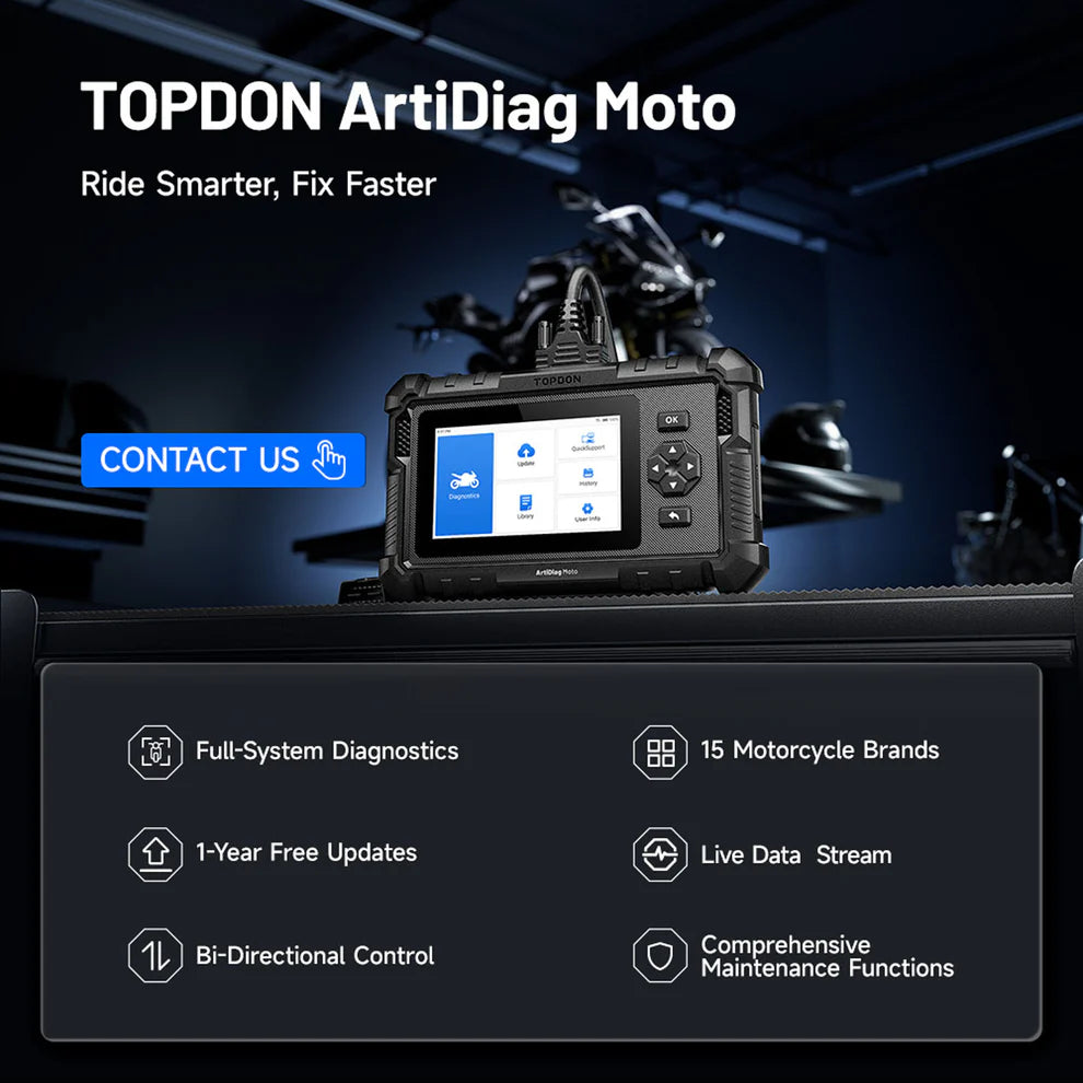 TOPDON ArtiDiag Moto motorcycle diagnostic scanner overview