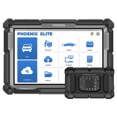 TOPDON Phoenix Elite diagnostic scanner with 10.1 inch touchscreen and MDCI interface