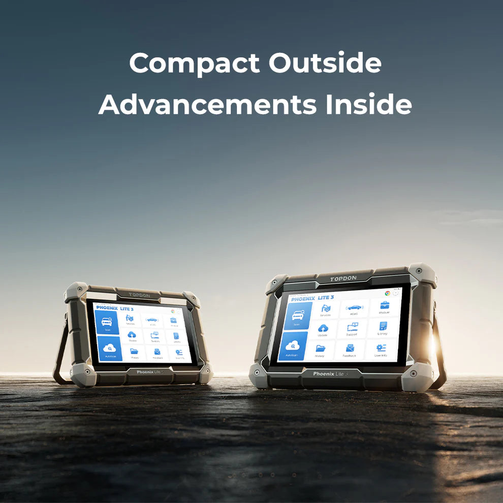 TOPDON Phoenix Lite 3 compact automotive diagnostic scanner showing portable design and advanced features