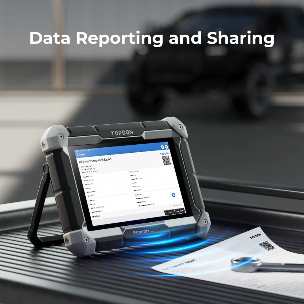 TOPDON Phoenix Lite 3 diagnostic scanner generating and sharing vehicle diagnostic reports