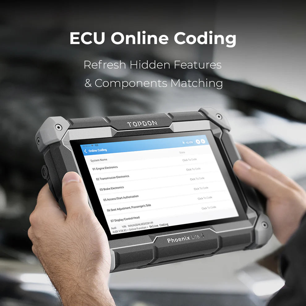TOPDON Phoenix Lite 3 performing ECU online coding for feature activation and component matching