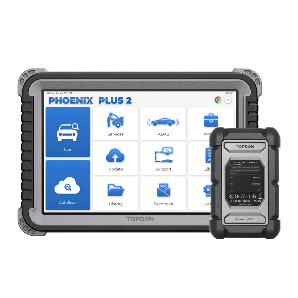 TOPDON Phoenix Plus 2 diagnostic scanner with 10.1 inch touchscreen and MDCI interface