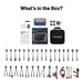 TOPDON UltraDiag Moto kit contents including tablet, adapters, cables, and case