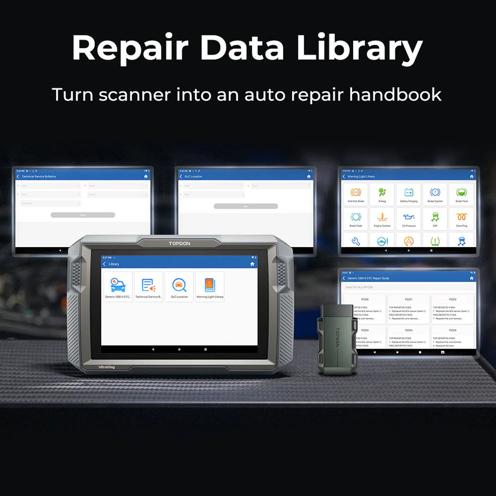 TOPDON UltraDiag repair data library with technical service bulletins and diagnostic guidance