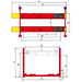Technical diagram of AMGO PRO-14A 4 post lift dimensions and measurements