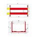 Technical dimensions diagram for AMGO PRO-12SX 4 post car lift in red and yellow