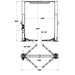 Technical drawing of Triumph 13,000 lb overhead 2 post lift NTO-13A with footprint and clearance dimensions