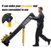 Technician tilting and moving the Katool PMRL200 8000lb Two-Post Auto Lift – portable lift column design with inset close-up of securing pin.