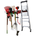 The Garage Storage Lawn Garden Tool Organization Wall Organizer Rack with a red pegboard and black accessories