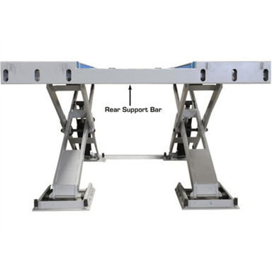 The Atlas 12ASL features a reinforced rear support bar to enhance structural stability—critical for consistent lift performance during vehicle alignments.