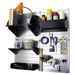 The Craft Hobby Organizer Pegboard Kit with metallic pegboard and black accessories with materials
