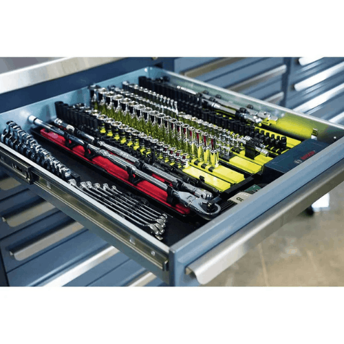 Tool organization example inside a Dragonfire Pro Series workbench drawer DFT-WB-18