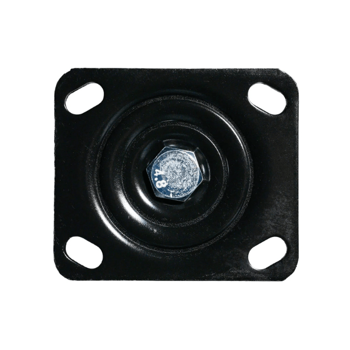 Top view of caster mounting plate with slotted bolt holes Dragonfire kit DFT-WB-6PC