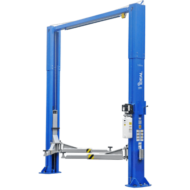 Tuxedo TP12KSC-DX 12,000 lb clear-floor 2 post car lift side angle