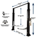 Tuxedo TP9KAC-TUX clear floor 2 post lift dimensions and specifications diagram