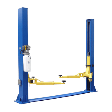 Tuxedo TP9KFX 9,000 lb 2-post car lift with symmetric arms and floor plate design