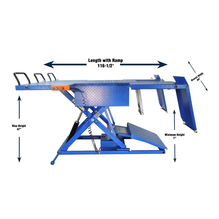 iDEAL U-2200IEH-XR UTV lift with UTV loaded on platform