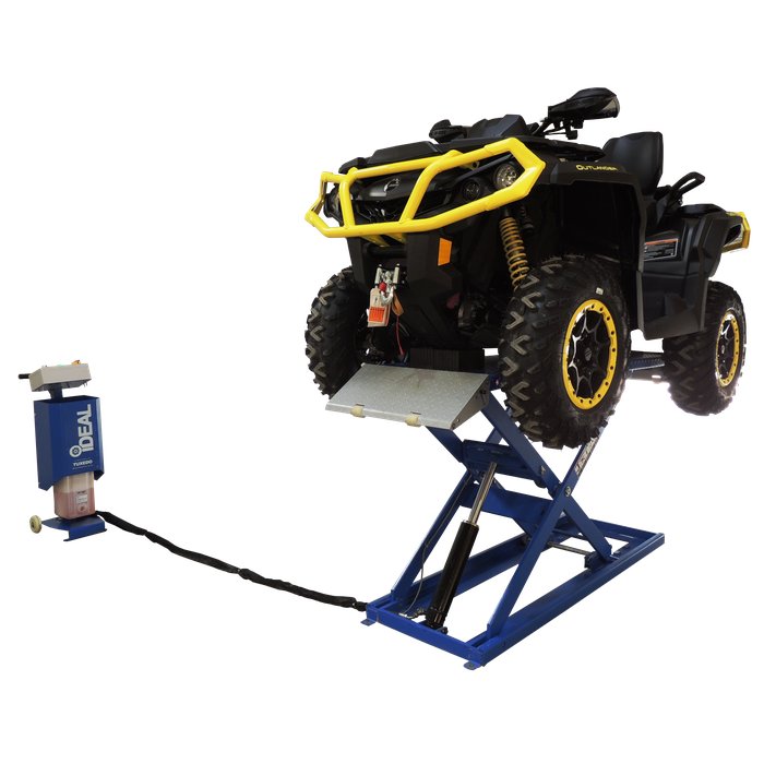 iDEAL UF-2500EH-X with an ATV lifted wheels-free
