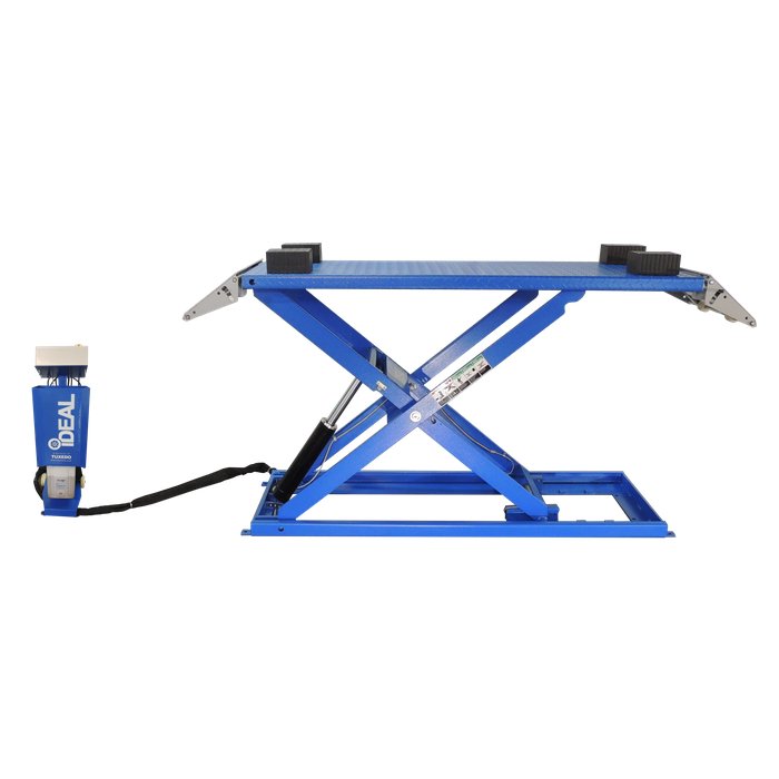 iDEAL UF-2500EH-X UTV frame lift, side view with accessories